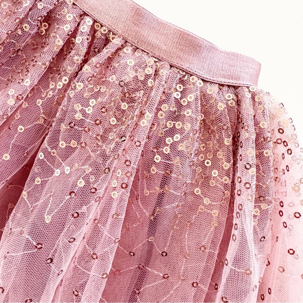 Cotton On Kids Girls Pink Tulle Maxi Tutu Skirt with Rose Gold Sequins Size 3-4 - Picture 5 of 13